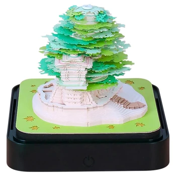 3D Art Calendar Memo Pad 2024, Креативный Календарь Часов Sakura Tree Rip Away Вырезание Из Бумаги Липкая Заметка DIY Проста В использовании