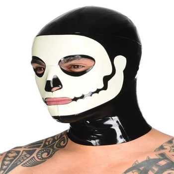 Латексная маска, уникальные капюшоны, маска на Хэллоуин, комбинезон в виде черепа, резиновая резинка с застежкой-молнией сзади на заказ. 4 мм