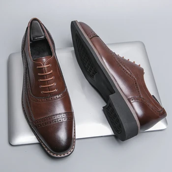 Мужские деловые модельные туфли Britsh, большие размеры 38-46, Обувь из спилка, официальная социальная обувь для мужчин