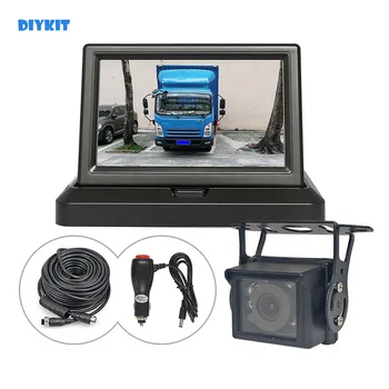 DIYKIT 5-дюймовый 4-контактный автомобильный монитор заднего вида Водонепроницаемый CCD ИК ночного видения Резервная камера для автобуса, грузовика, прикуривателя