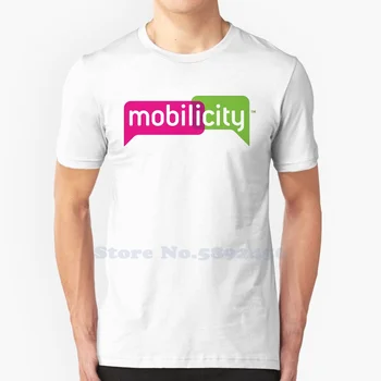 Футболка с логотипом Mobilicity Casual Streetwear с графическим Рисунком из 100% Хлопка