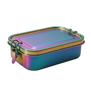 Коробка для бенто из нержавеющей стали, герметичный металлический ланч-бокс со съемной перегородкой, ланч-бокс для детей и взрослых (Rainbow)