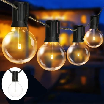 Hcnew G40 Fairy Lights - 25-футовые уличные декоративные гирлянды с 25 светодиодными лампочками для вечеринки на заднем дворе, крыльце, балконе Декабрь