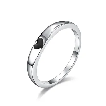 Обручальное Кольцо с Эмалевым Сердцем из Нержавеющей Стали 3 мм Штабелируемое для Женщин Размер Девушки 5-10